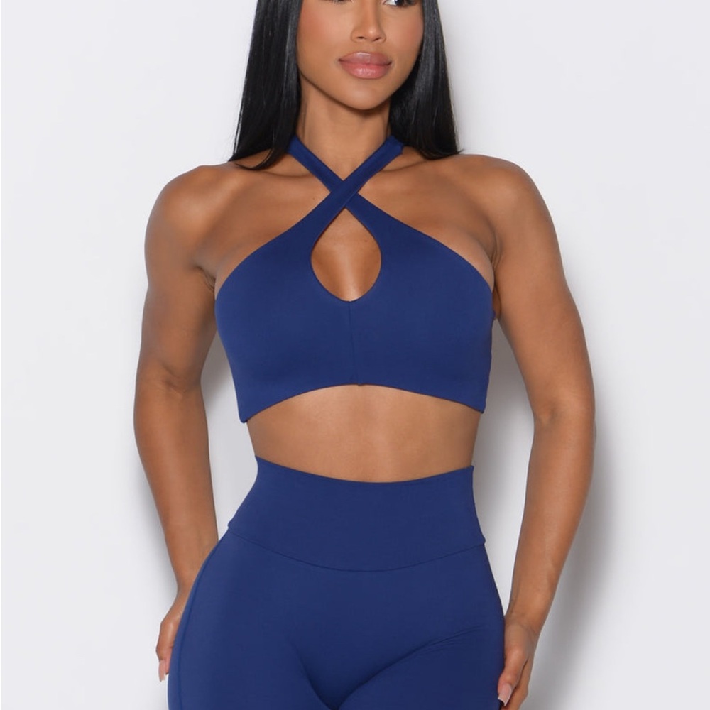 Bombshell cross halter bra